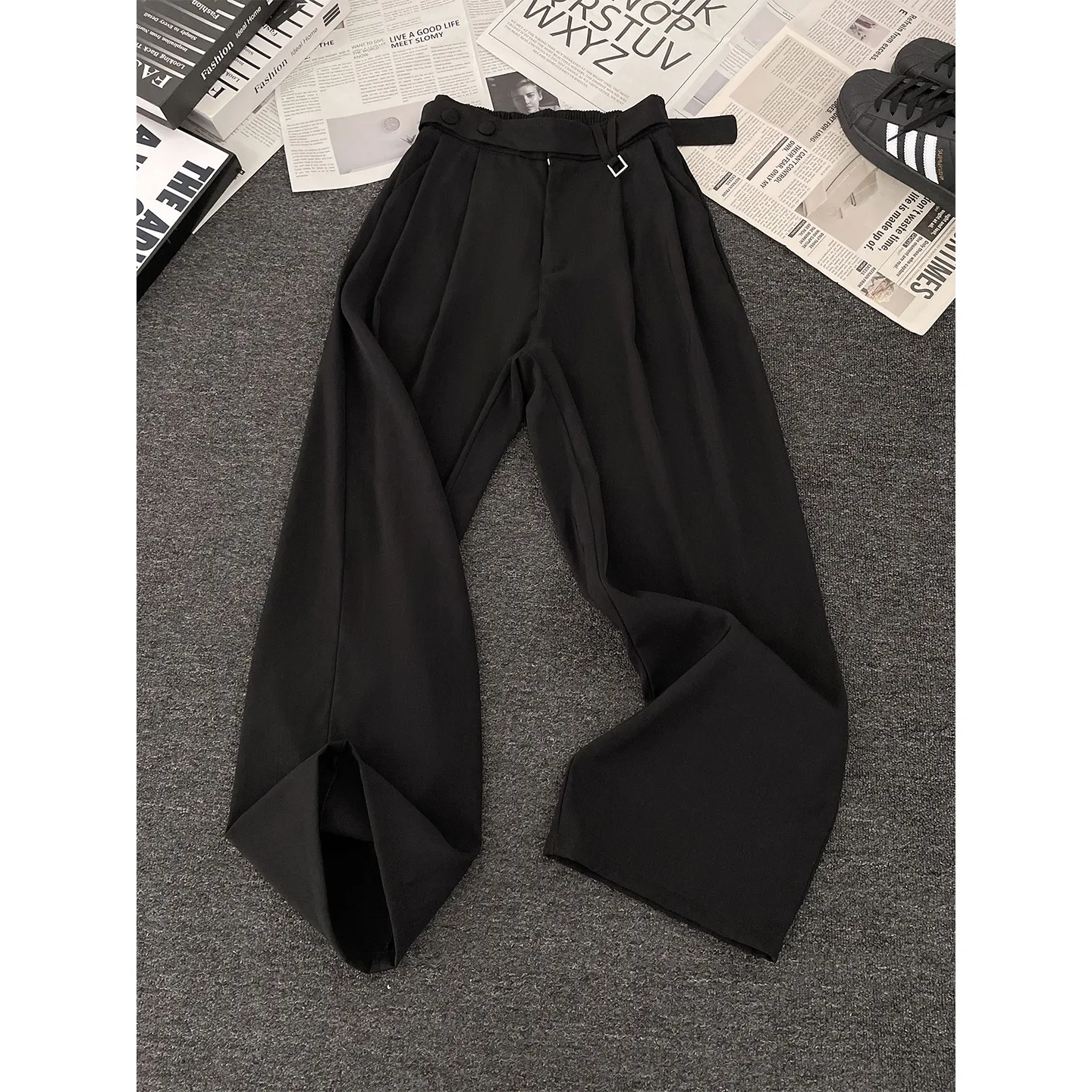 

Bla Casual Straight Leg Men's Pants Drapey Loose Fit Faionable Versatile Retro Sle Wide Leg Long Trousers for Teens