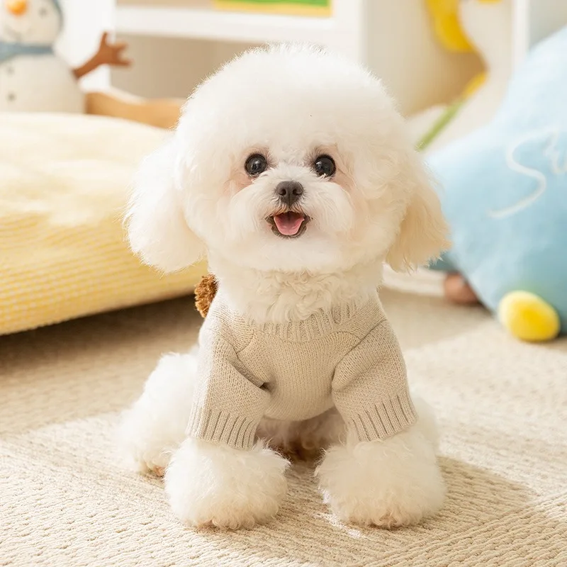 Cute Little Lion Pet Sweater Winter Dog Clothes Teddy Warm Knit Bichon Frise Thickened Clothes Pet Supplies XS-XL