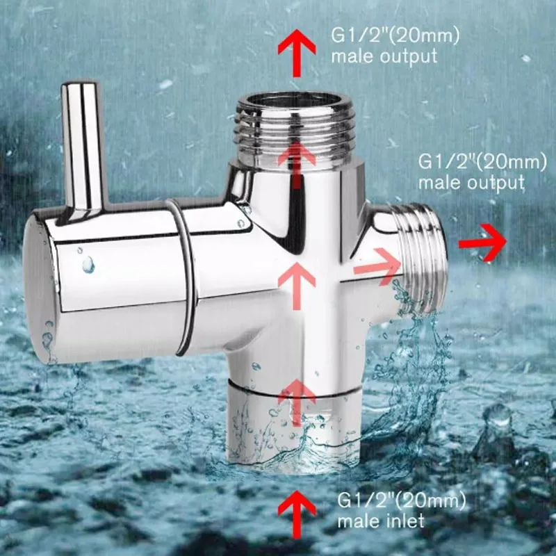 Válvula do desviador do chuveiro para o banheiro, Interruptor torneira, Conector da torneira do chuveiro, Divisor de água, Acessórios do banheiro