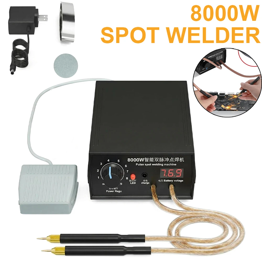 

8000W Battery Spot Welder , DIY Welding Machine Kit, High-Power Spot Welder With Nickel Strip For 18650 Battery Packus Plug