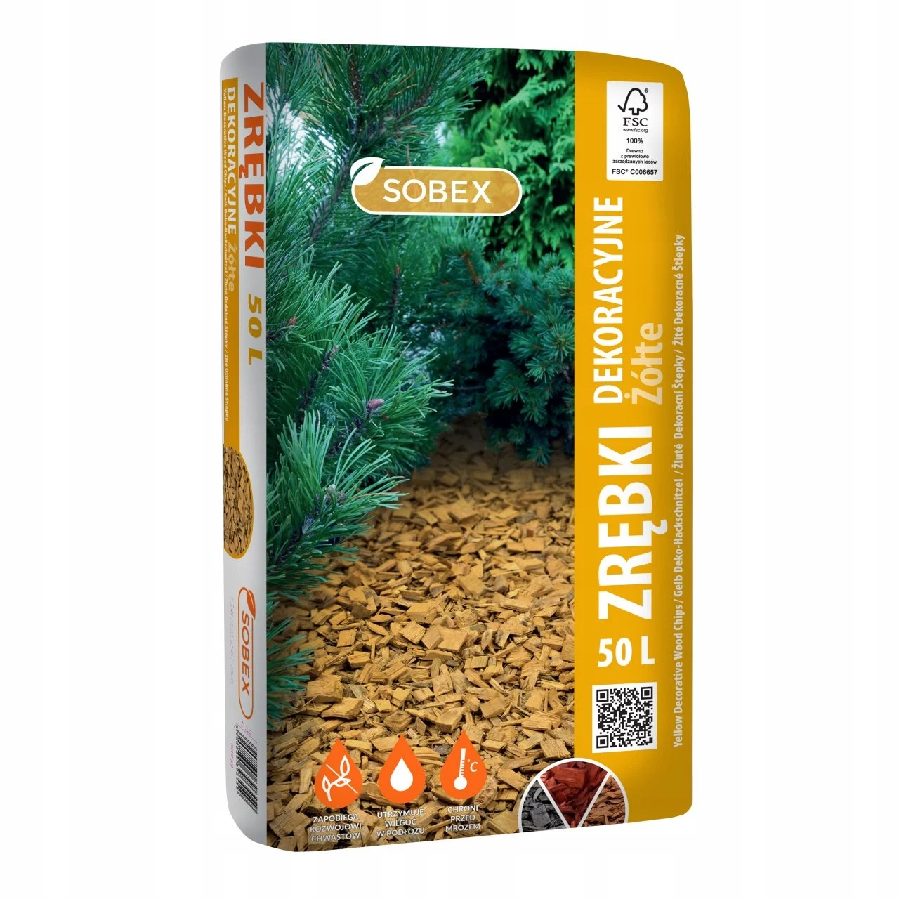 Boom decoratieve houtsnippers geel 50L