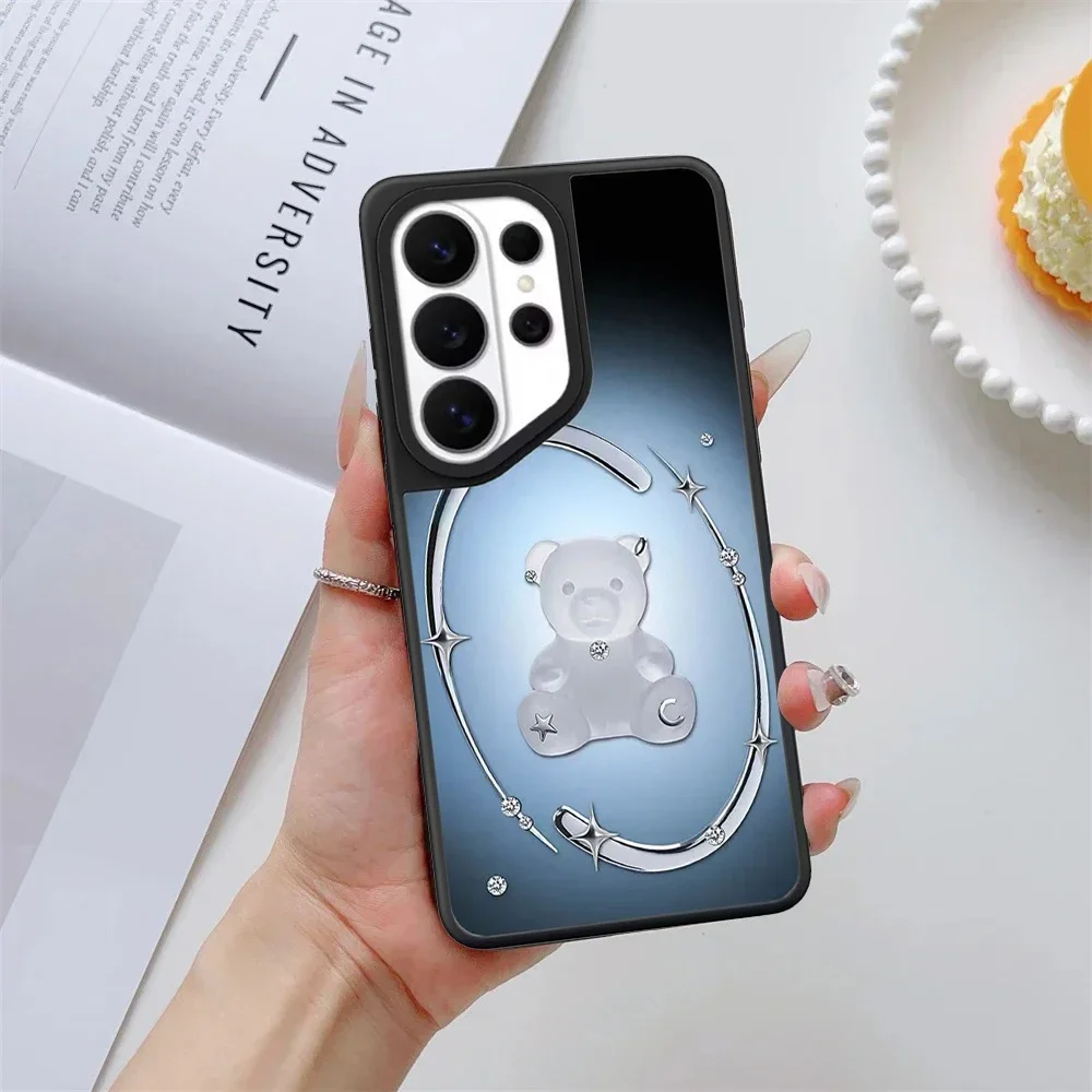 Creative Waterdrop Bear Mirror Surface Magnetic Phone Cover for Samsung Galaxy S23 S24 S25 S26 Ultra S26+ Plus Case