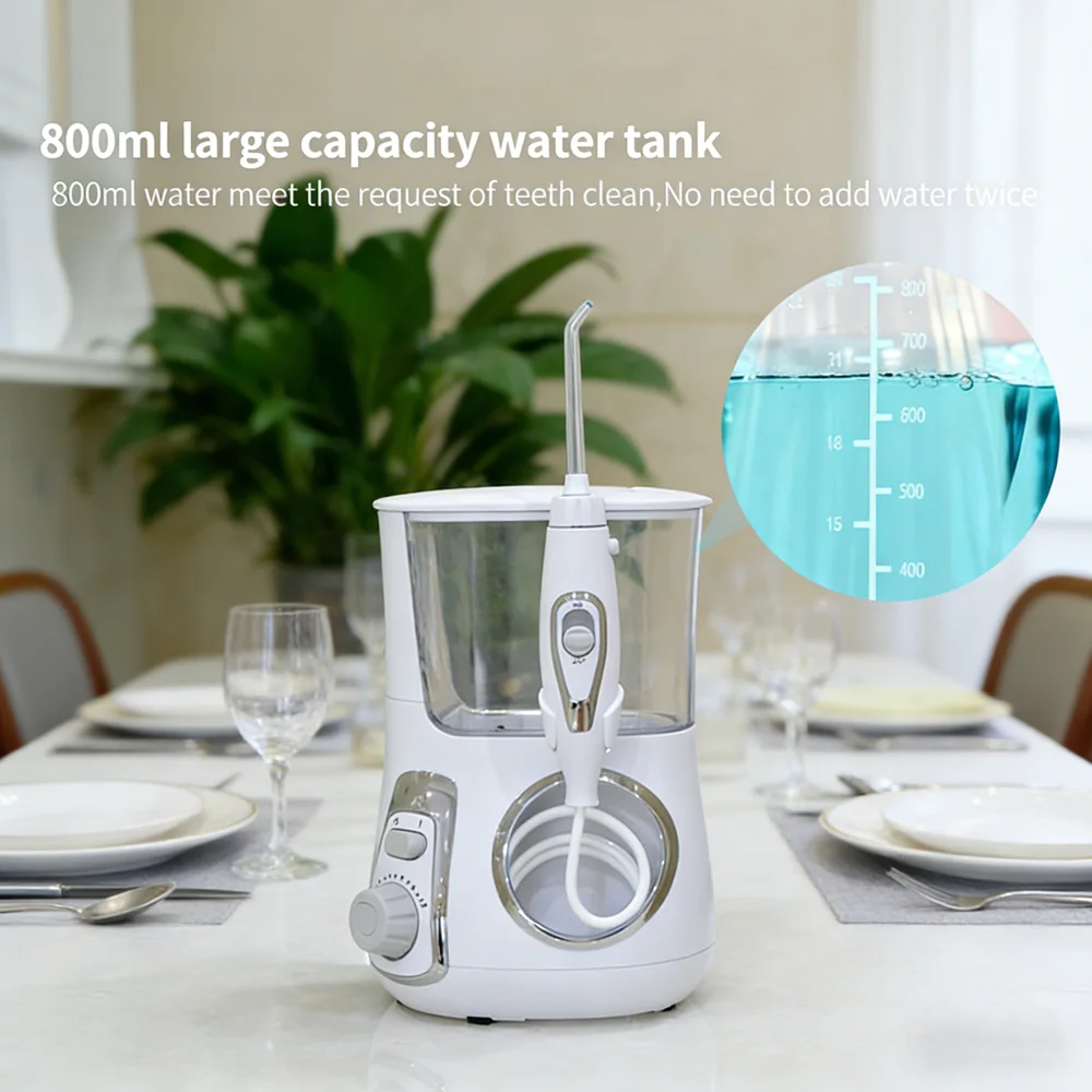 

IPX7 Waterproof Desktop Water Flosser 800ML Large Water Tank, Deep Dental Irrigation Care