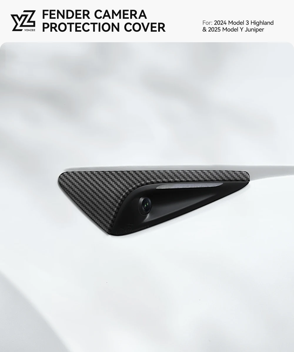 YZ Für Tesla Modell 3/Y Highland Juniper Seite Kamera Carbon Faser Schutz Abdeckung Blatt Bord Schutz Aufkleber Dekor – Detail 1