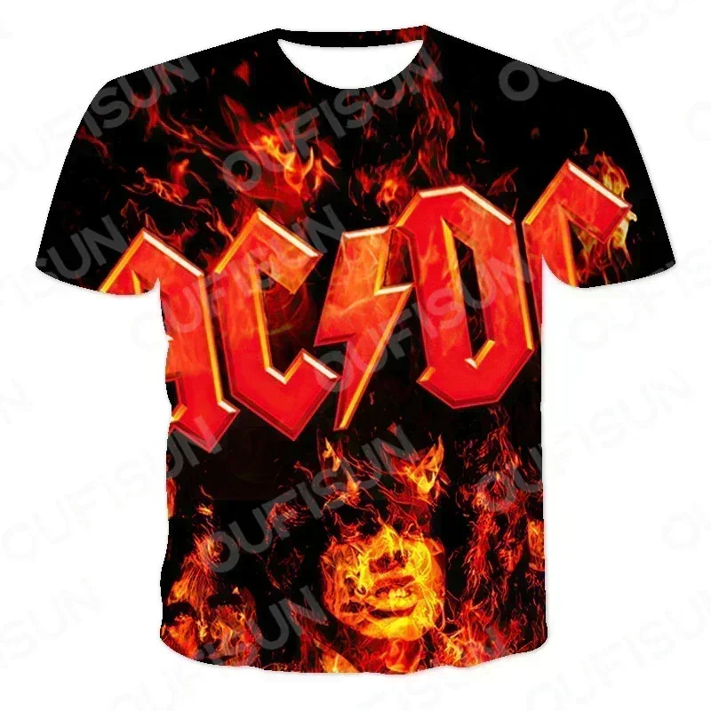 3D Printed Plus-size Men's and Women's T-shirts AC DC Pop Rock Street Sports Quick Drying Breathable Casual Short Sleeves