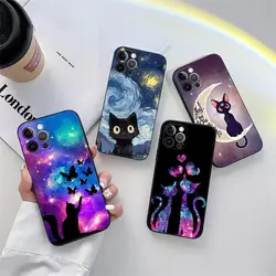 Funny Cartoon Cat Phone Case for iPhone 11 15 Pro Max Case Coque 14 Plus 13 Pro 12 11 X XS XR 6s 7 8 SE 2020 TPU Soft Cover Cats