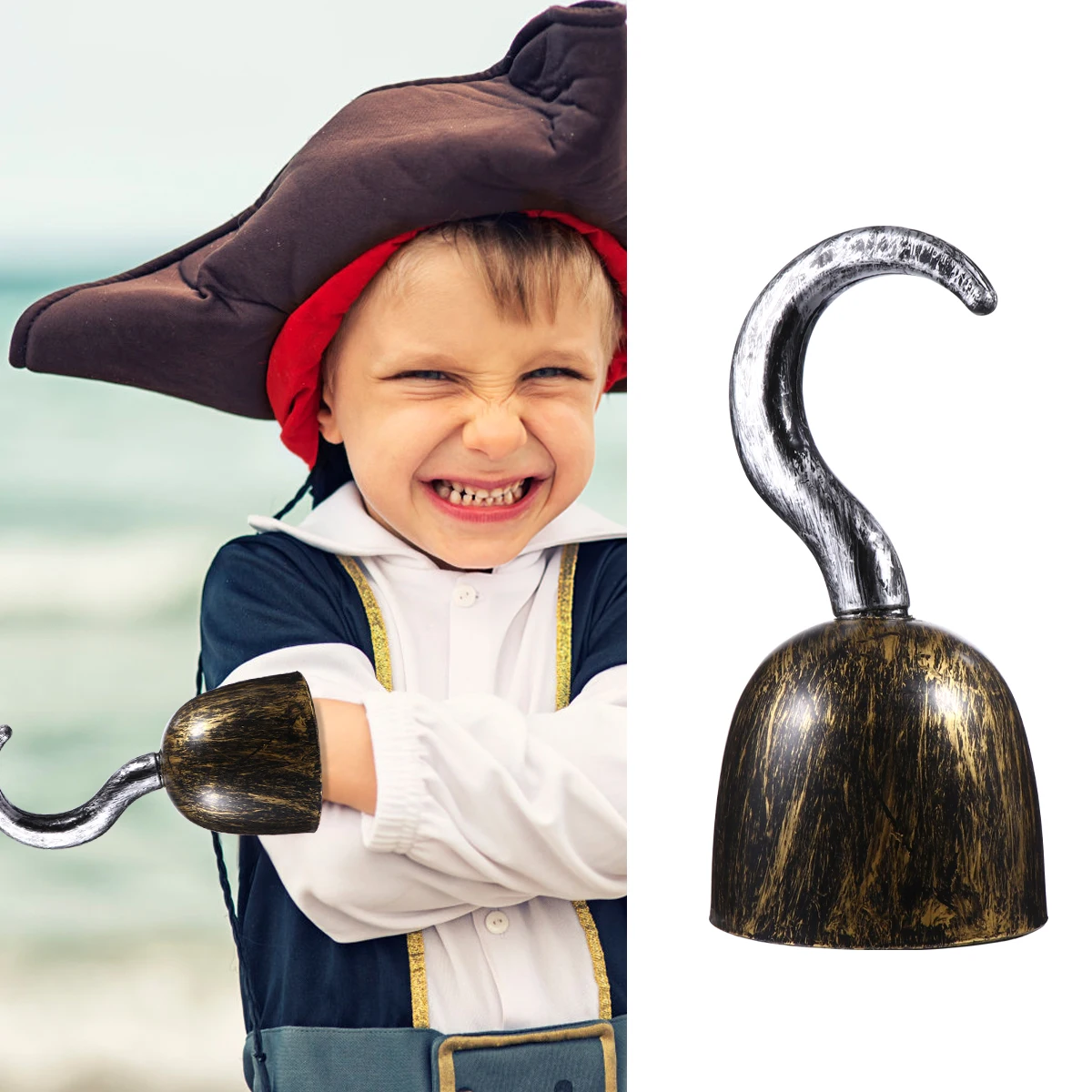 

3pcs Simulate Bronze Pirate Hook Cosplay Fake Plastic Hooks Lightweight Durable Realistic Costume Roleplay Party Props