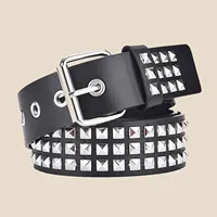 2025 New Rivet Belt Metal Pyramid Belt Men's and Women's Punk Hardware Jeans Belt Women's Belt