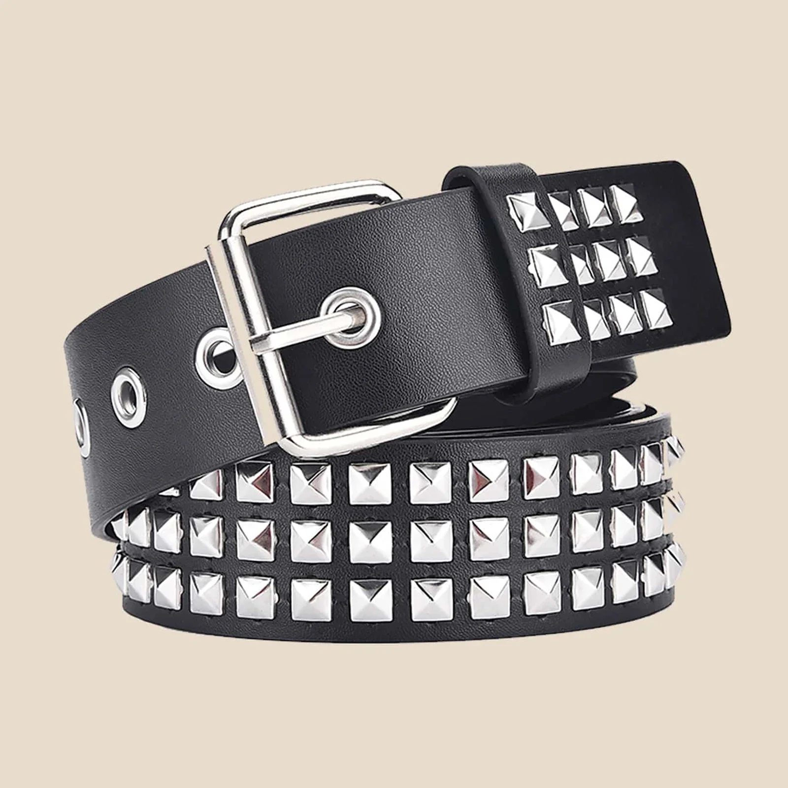 2025 New Rivet Belt Metal Pyramid Belt for Men's and Women's Punk Hardware Jeans Belt