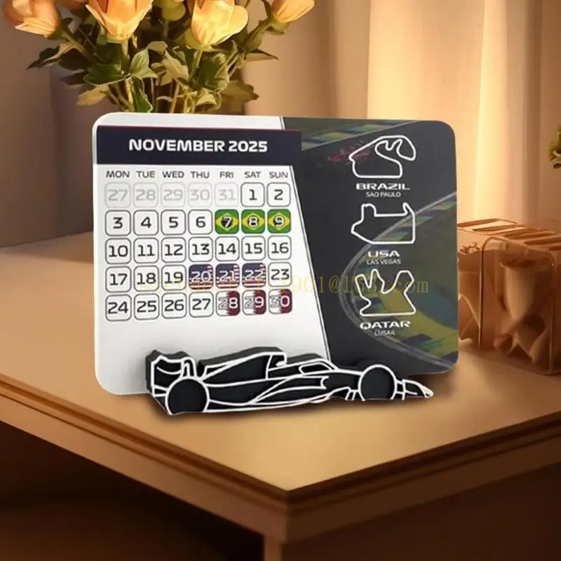 62KAレーシングガイドホルダースタンドのカレンダー2025イベント日付付きデスクカレンダー