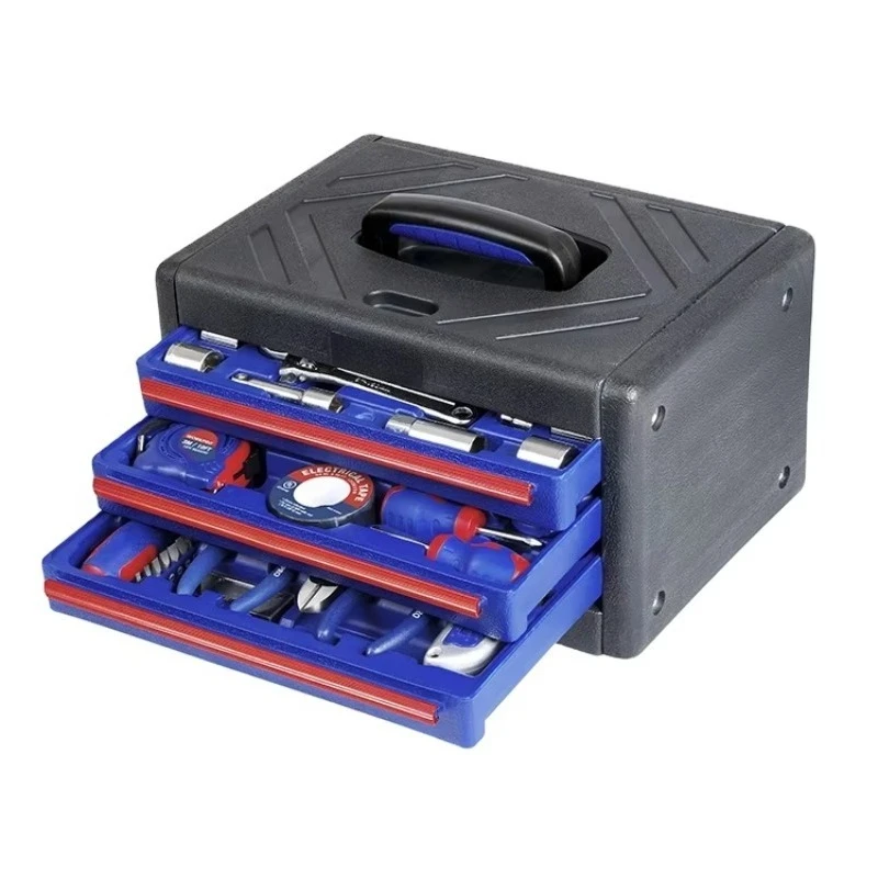 

125PC Mechanical Tools Kit With Tool Storage Case Hand Metal File 3-Drawer Heavy Duty Metal Box