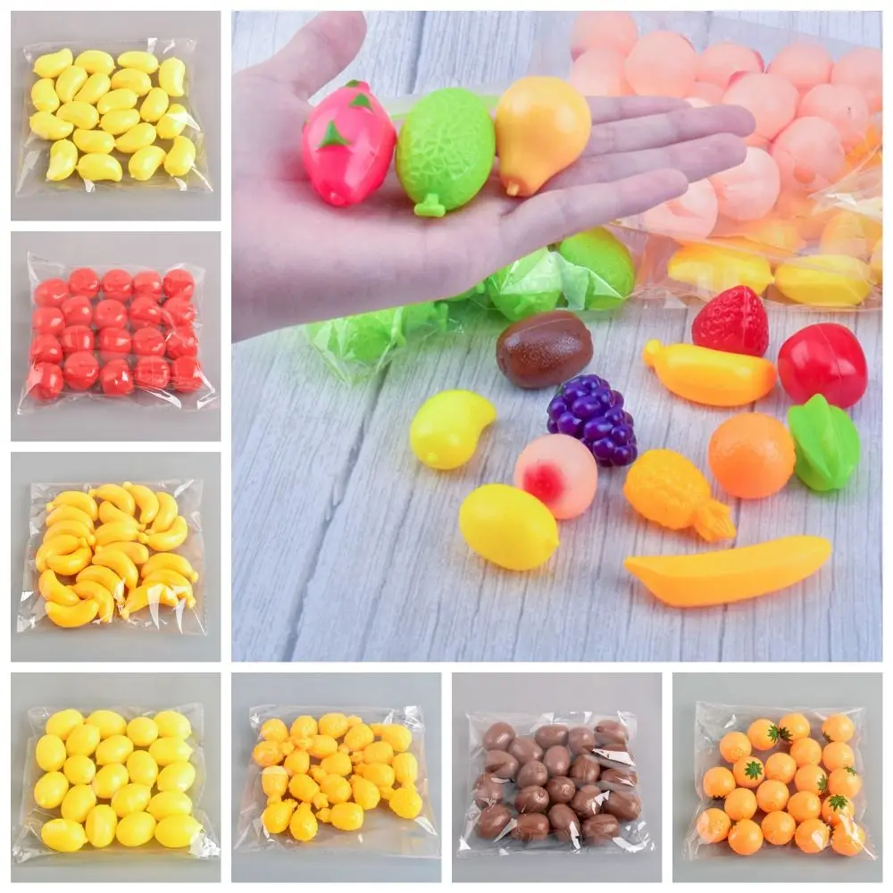 20 piezas Mini comida de imitación realista, modelo de pera, fresa, frutas artificiales, modelo de plátano bonito, juguete de cocina de simulación para niño