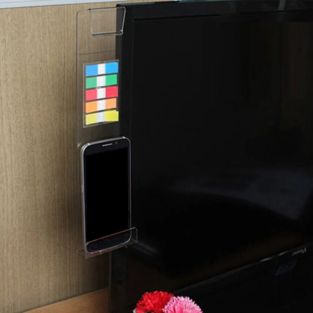 Practical Acrylic Monitor Memo Board Transparent 30x8cm Sticky Note Holder Memo Pad Holder For Home Desk
