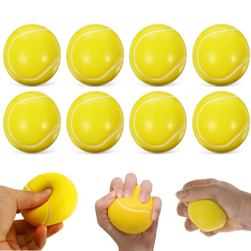 12PCS 6.3CM Sponge Tennis Toy PU Stress Relieving Toys Indoor and Outdoor Sport Training Toy Pinch Music Toys Hand exercise toy