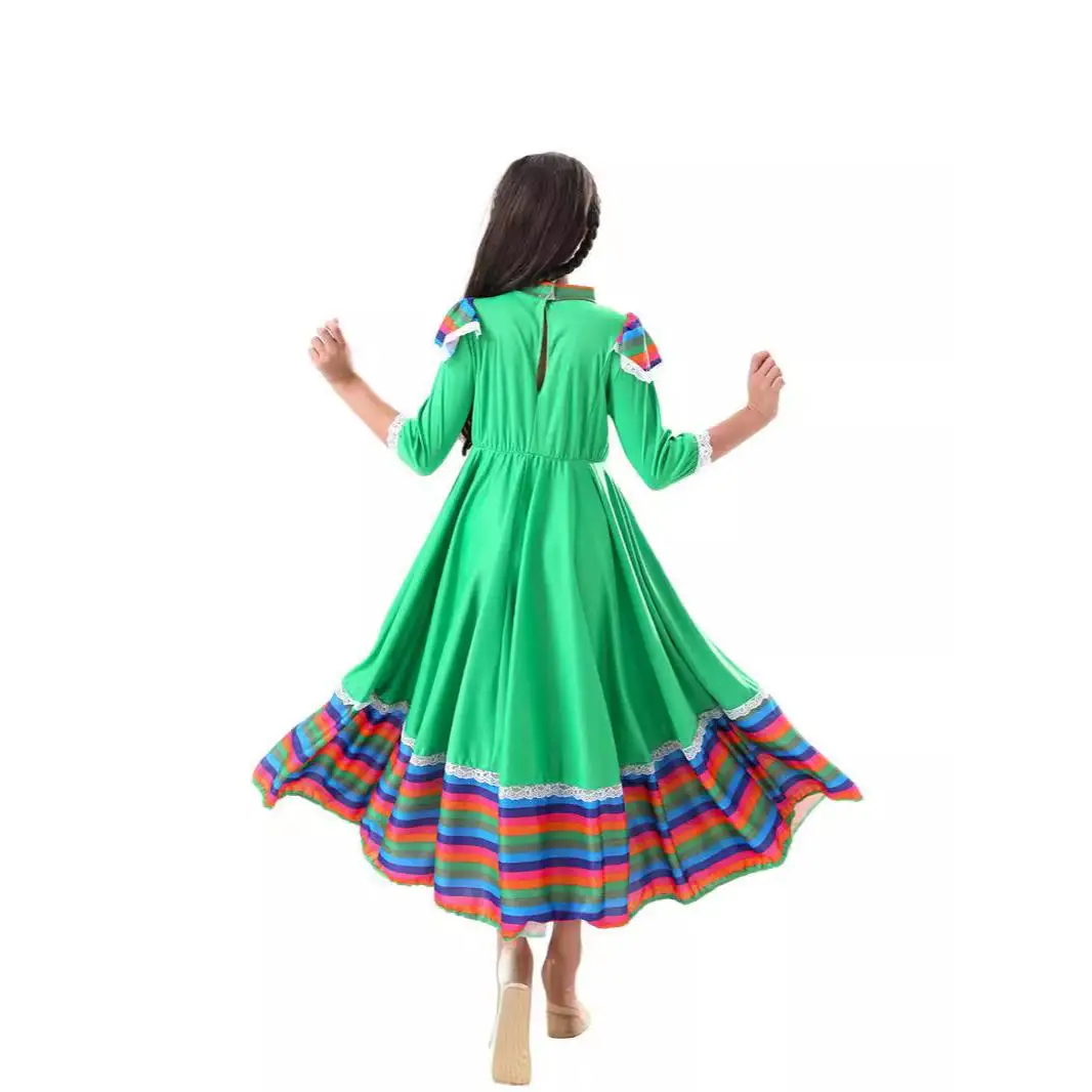 loween Girls Ethnic Dance Costume Children's Large Skirt Outfit Performance Clothes Easy to Use Cotton 00% Spring 