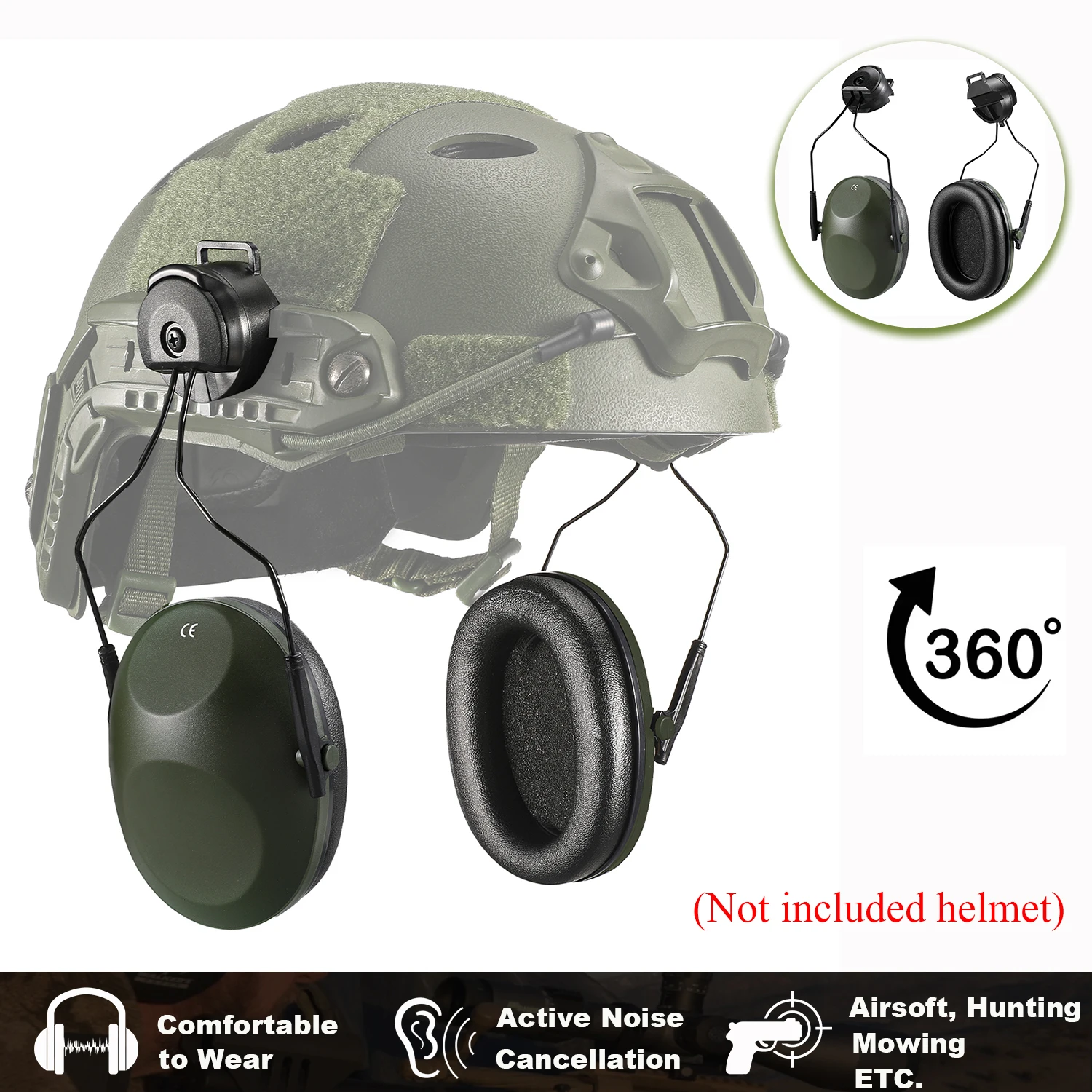 

Охотничья защита ушей NRR 22 дБ, компактная защита слуха с шумоподавлением, тонкие пассивные наушники для стрельбы, подходят для FAST/ACH/MICH