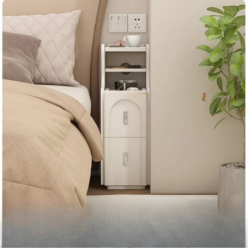 French cream wind bedside table mini small bedroom storage bedside table ultra-narrow crevice cabinet