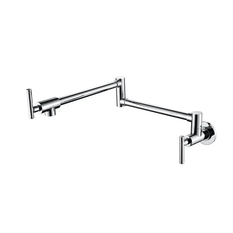 

Wall Mount Pot Filler Faucet - Dual Handle for Kitchen, Easy Install, Stainless Steel, Extendable Spout, Classic Design