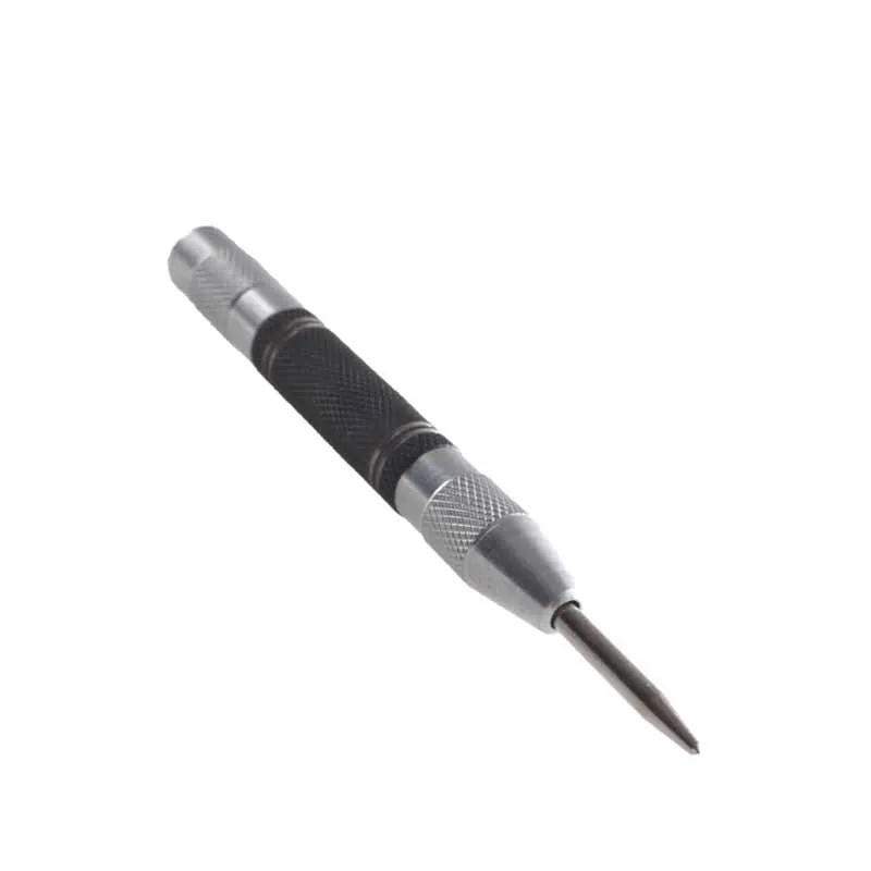 Silver and black Automatic Center Punch Locator Spring Type Proofing Punch Woodworking Punch Dent Marking Woodworking Tool Drill