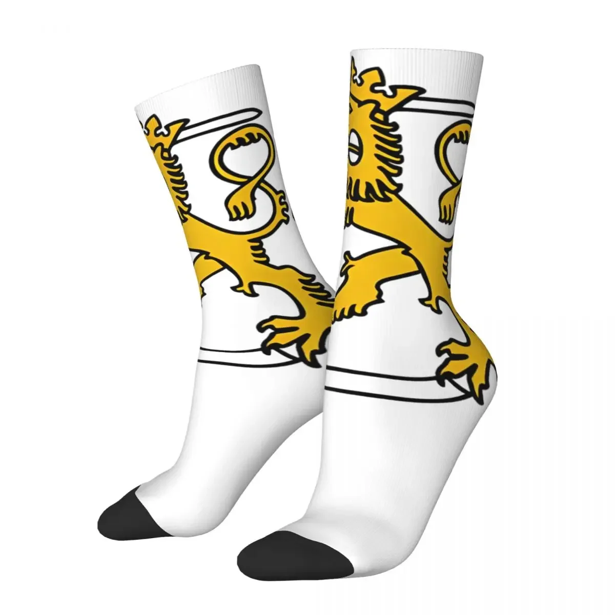 Crazy Unisex Socks Suomi Finland Lion Helsinki Product Comfortable Cartoon Sport Dress Socks All Season