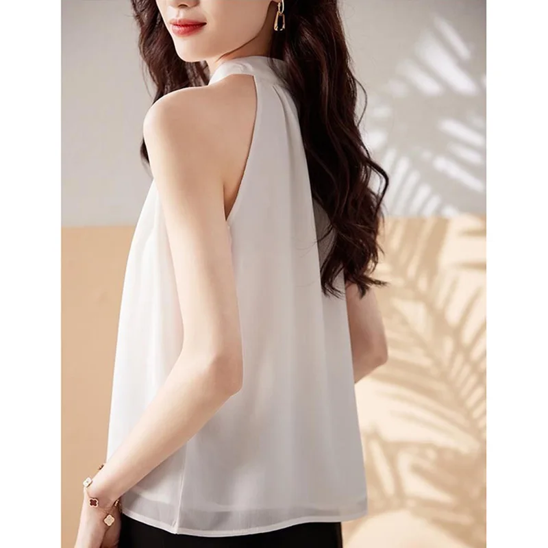 Stylish Solid Color All-match Folds Sleeveless Blouse Women Clothing 2023 Summer New Casual Pullovers Loose Office Lady Shirt