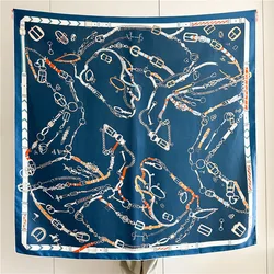 Large Silk Scarf Women Luxury Hand-Rolled Edges Shawls Head Hair Bag Bandanas Tops Belt Bag Scarves Accessories Christmas Gift