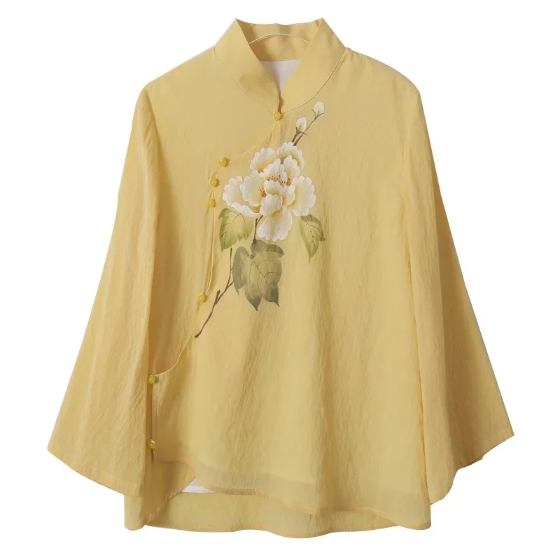 2024 Woman Traditional Chinese Clothing Top Retro Flower Print Hanfu Women Tops Elegant Oriental Tang Suit Blouse 10589 MN3