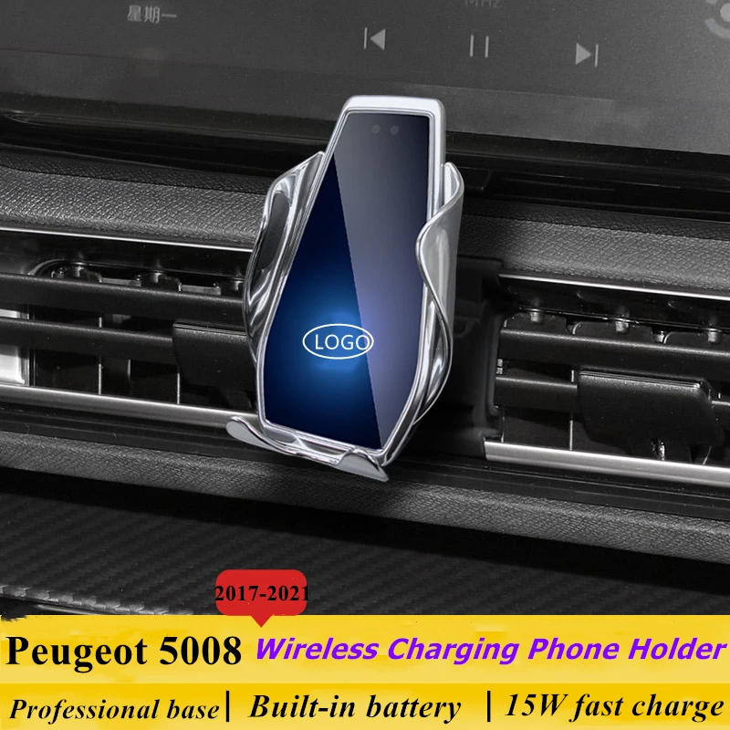 

Dedicated for Peugeot 5008 2017-2021 Car Phone Holder 15W Qi Wireless Car Charger for iPhone Xiaomi Samsung Huawei Universal