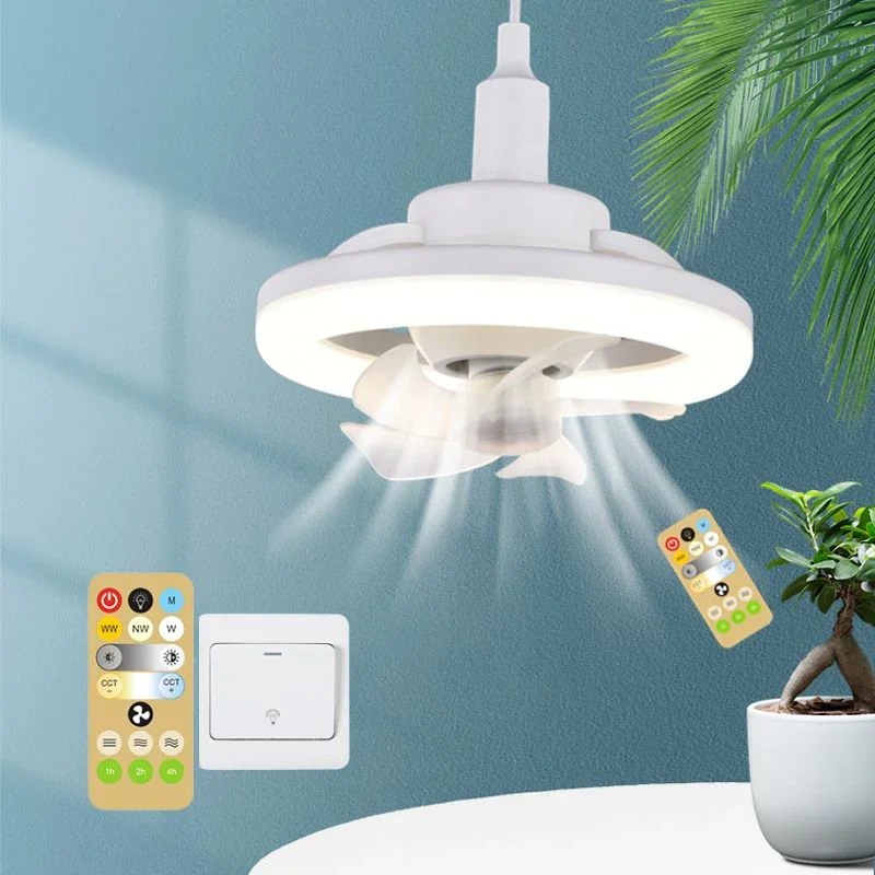 

48/60W Ceiling Fan with Lighting Lamp E27 Converter Base with Remote Control for Bedroom Living Home Silent 3 Speeds