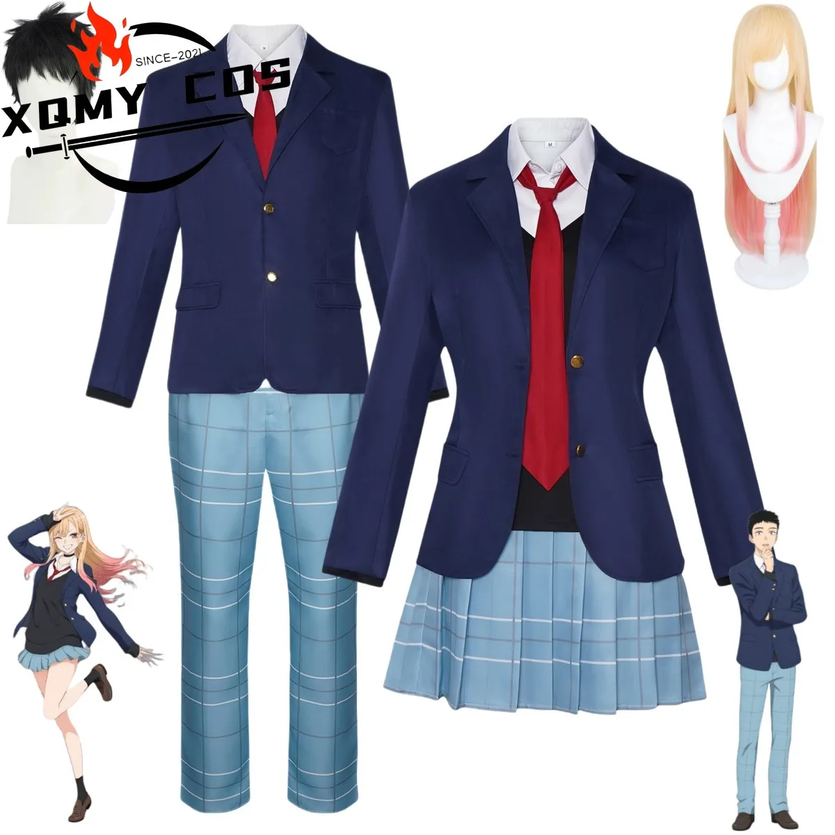 

XQNew Аниме My Dress-Up Darling Season 2 Kitagawa Marin Gojo Wakana Косплей Костюм Парик Японский JK Школьная форма Мужчина Женщина Костюм