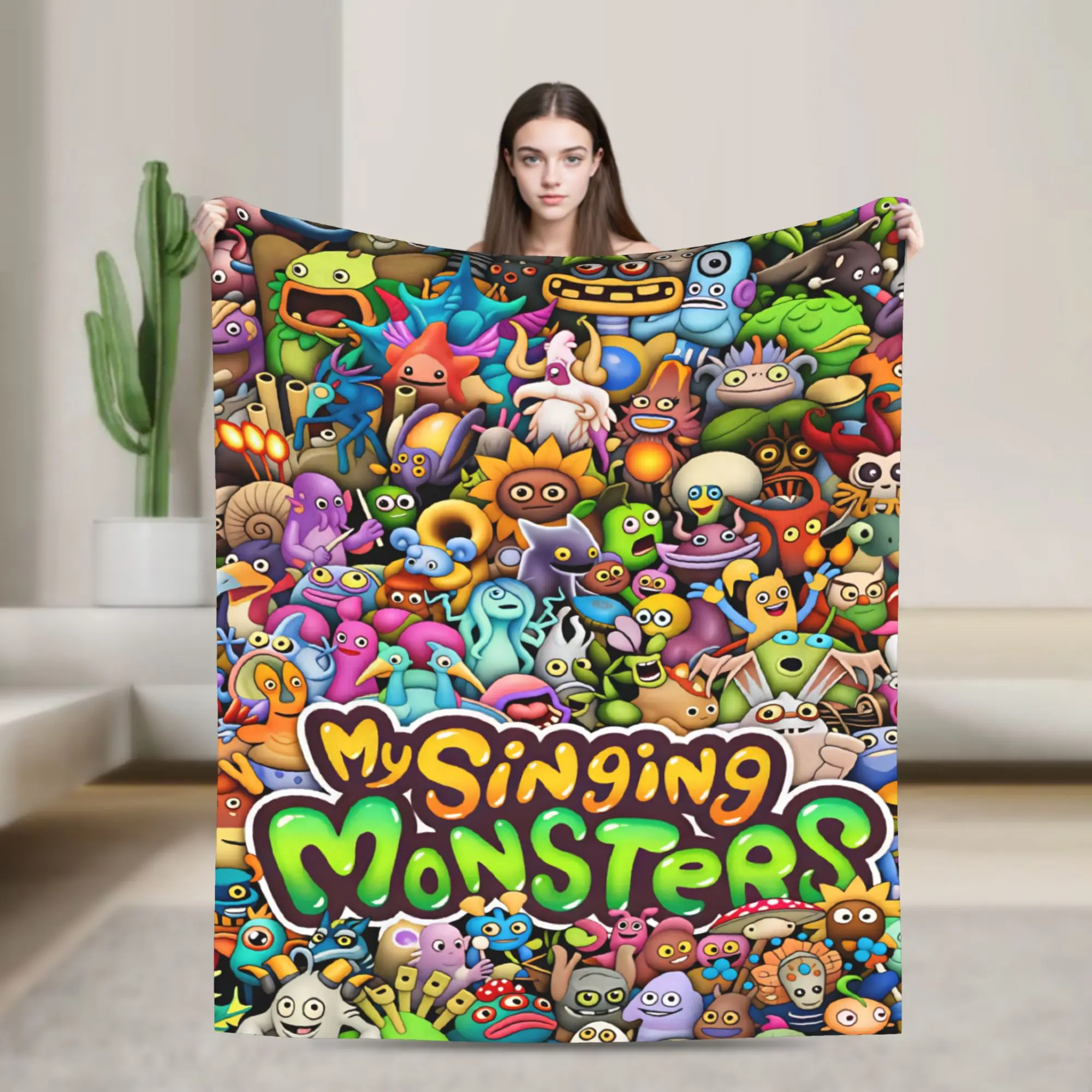 My Singing Monsters Video Game Cartoon Plush Blanket Kids Flannel Throw Blanket For Living Room Warm Quality Bedspread Gift Idea