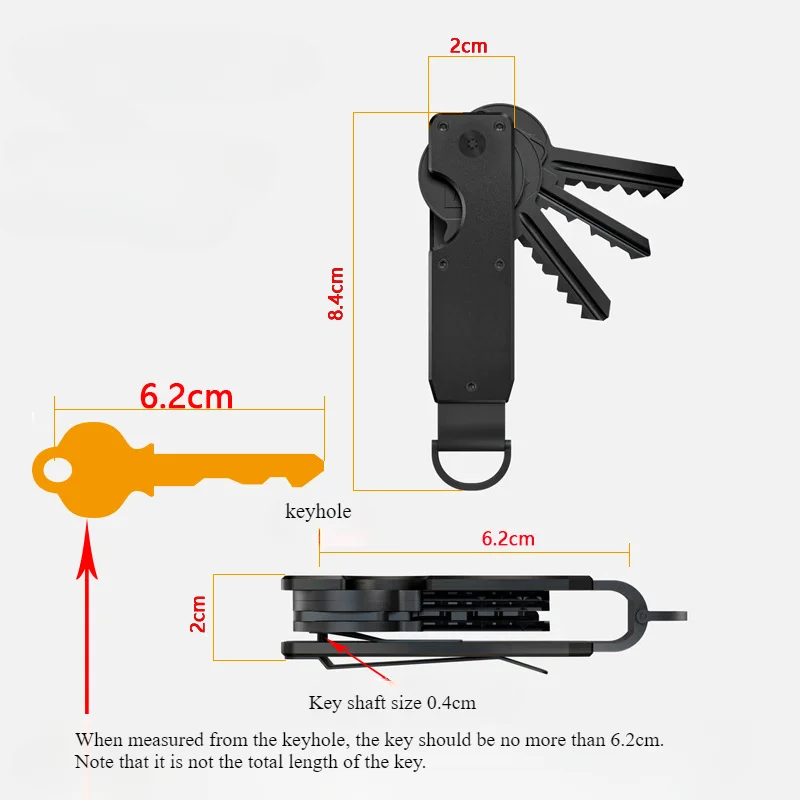 Key Manager Compact Bracket Metal Keychain Minimalist Keybox Bracket, Can Secure 1-5 Keys