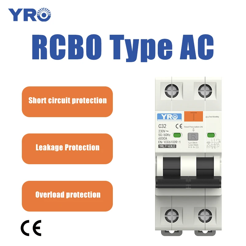 RCBO 1P+N 3P+N 6KA AC type Residual Current Circuit Breaker Operator with over current Leakage protection 230V 50/60Hz