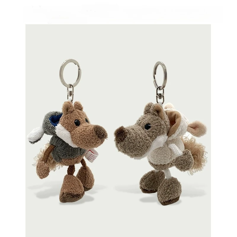 2025 جديد قلادة صغيرة المفاتيح لطيف القبيح لطيف الذئب على ظهره حقيبة للحمل قلادة في جلد الغنم #4