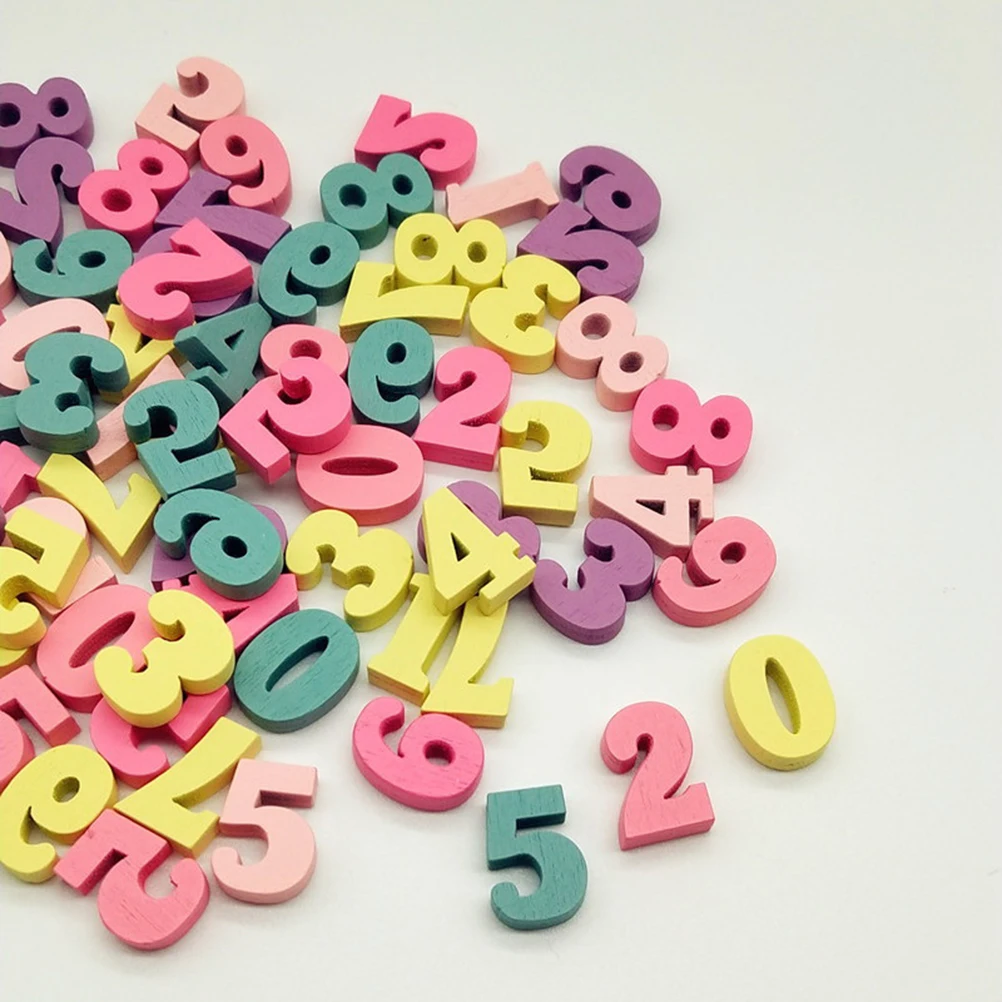 

100pcs Colorful Wooden Number Ornament Wood Chip Teaching Materials DIY Craft Montessori Educational Toys Safe Precise Cutting