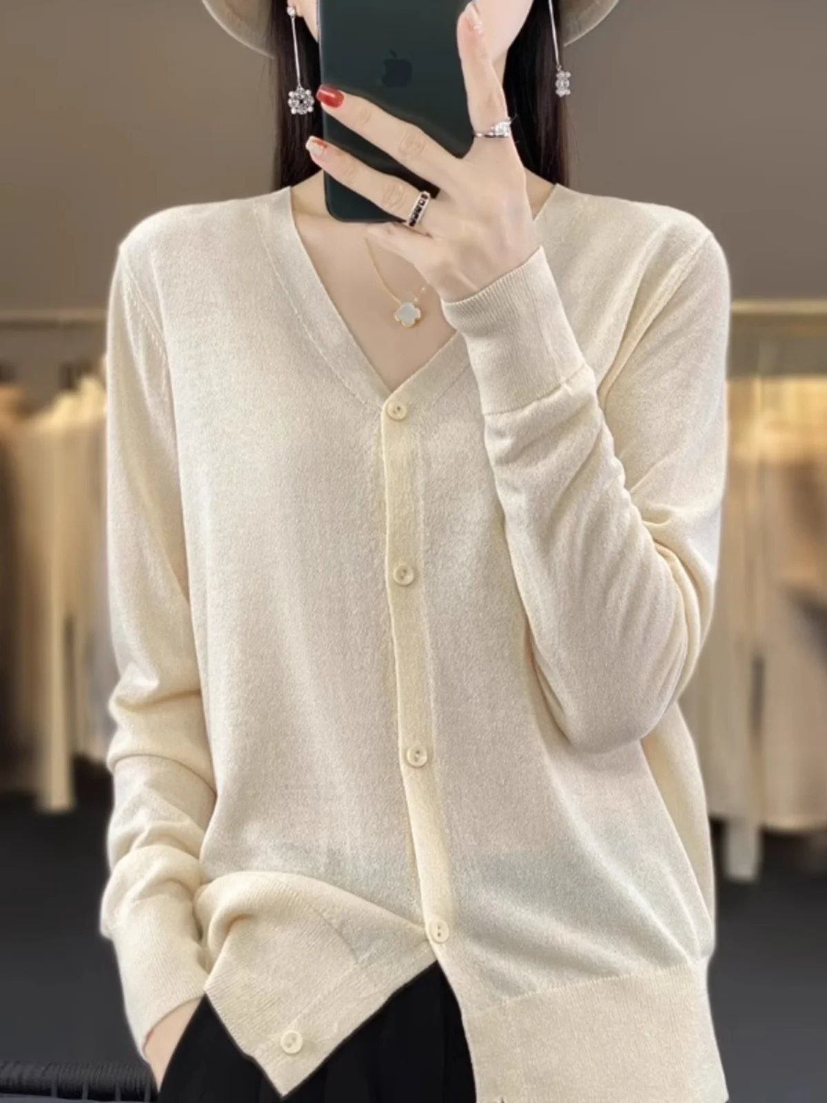 

Весенний льняной вязаный кардиган с V-образным вырезом для женщин, свободный, тонкий, для защиты от солнца, с золотой нитью