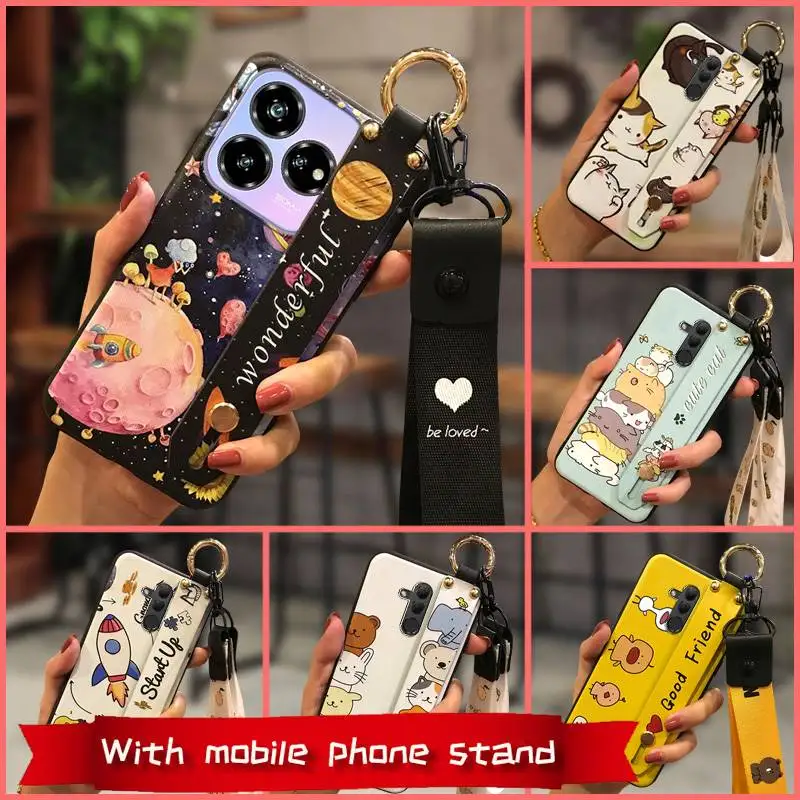 Silicone Soft case Phone Case For ZTE Blade V60 Design/Axon 60 Lite Kickstand Back Cover Cartoon mobile phone case Cute