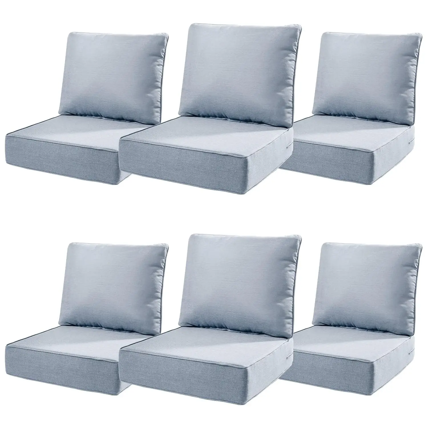 

Набор из 6 уличных подушек для глубоких сидений 22x24x6 дюймов, толщиной 6 дюймов, с съемными чехлами, водонепроницаемые и устойчивые к выцветанию, на заказ