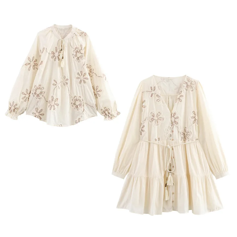 

Новая китайская женская легкая рубашка с длинными рукавами + платье