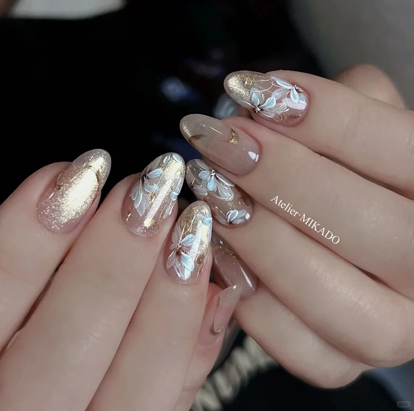 3 قطعة 5d تنقش مسمار الفن ملصقات الذهبي زهر الأبيض الزهور الشارات زينة لمسمار نصائح عمليات تجميل الأظافر