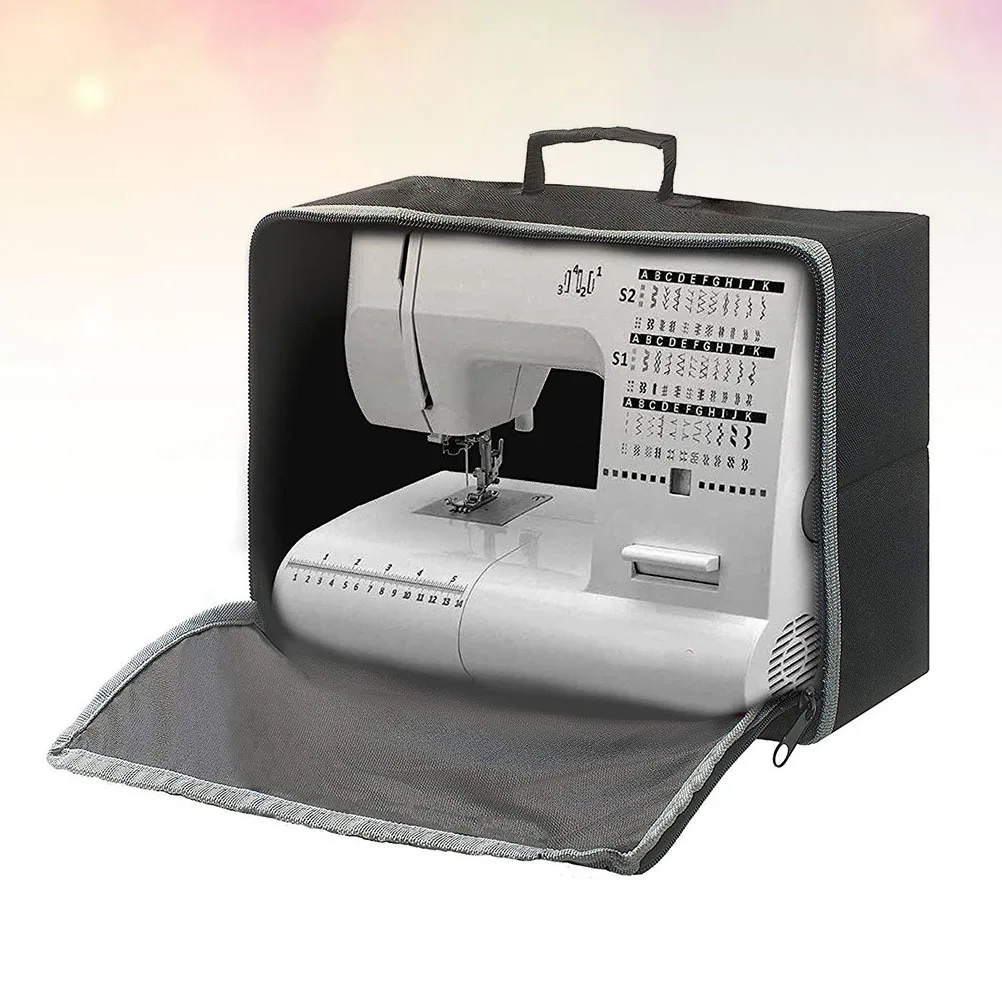 Cubierta negra para máquina de coser, Material Oxford con múltiples bolsillos para herramientas de costura, bolso de mano estilo Sartorius