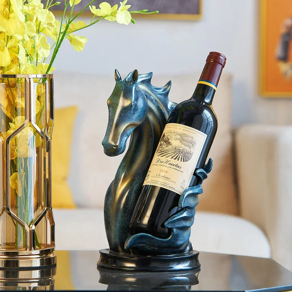 Individualistic Home Living Decor Creative Horse Wine Rack Resin Animal Sculpture Crafts Interior Decoration Accessories