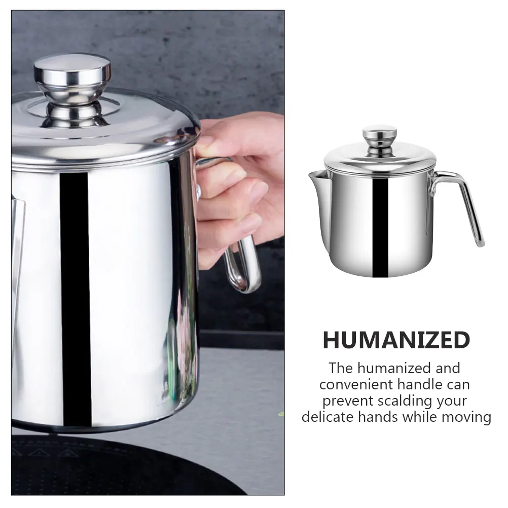 

Stainless Steel Grease Can For Kitchen Separator Pot 1 6L Filter Grid Lid Kitchen Grease Can Strainer Soup Residue Container