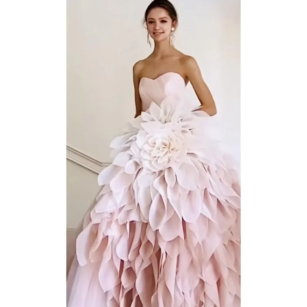 Vestido rosa claro Ruched Flower, elegante querida plissado, até o chão, trem de varredura, vestidos de festa, 2023