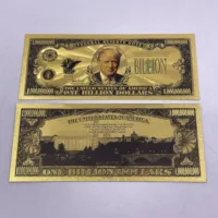 2024 USA President Donald Trump One Billion Dollars Gold Foil Banknote Ticket Cards For Fans Collection