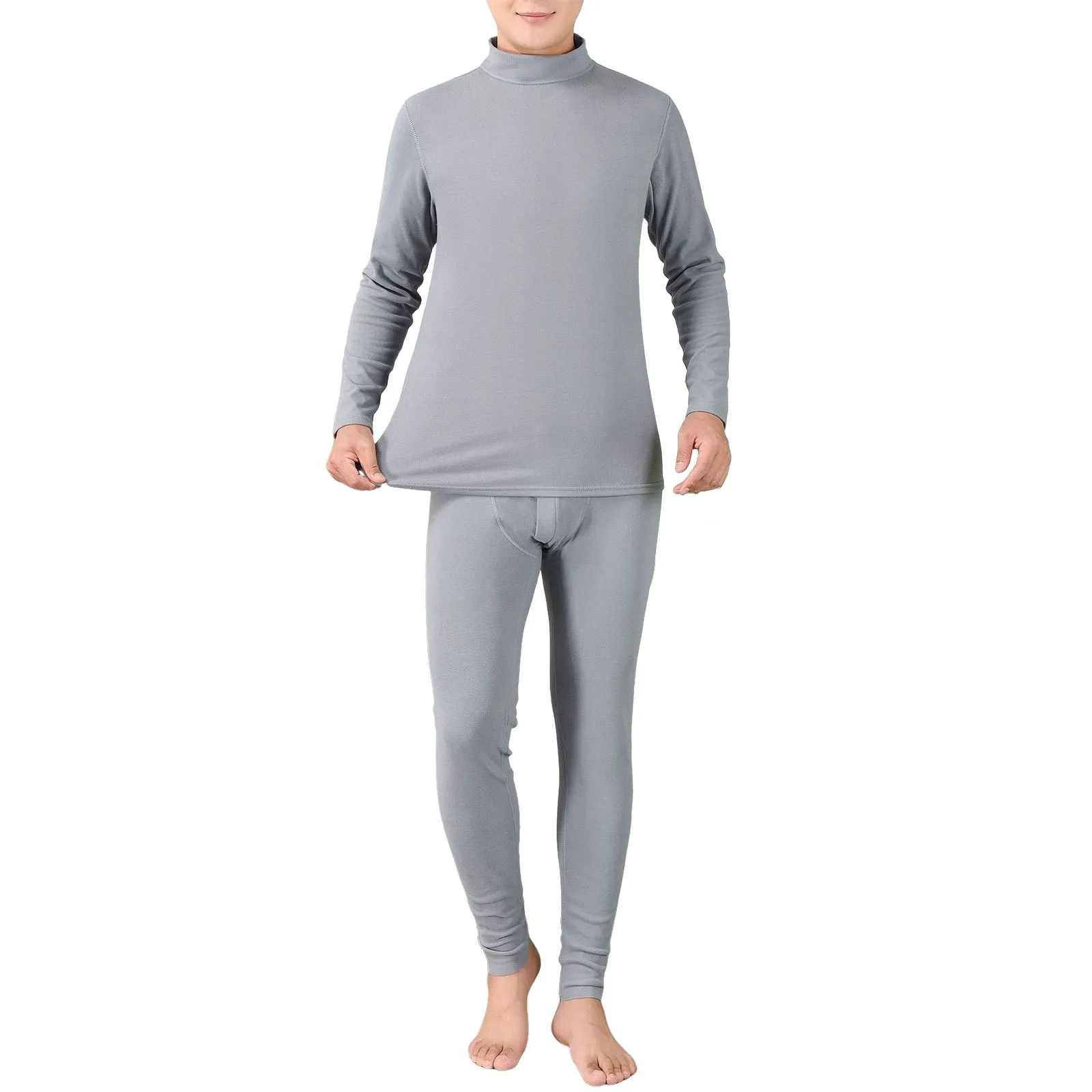 Winter Thermal Underwear Set For Men Thickened Bottom Shirt Long Johns 2pcs Thick Pajamas Suit Inner Wear male Basic Clothing