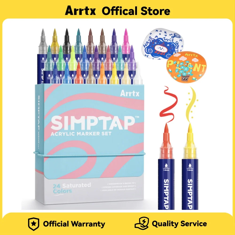 

Arrtx 24/48 Colors Acrylic marker Simptap rear valve Paint Pens Acrylic Paint Markers for Rock Painting DIY Craft Wood Glass