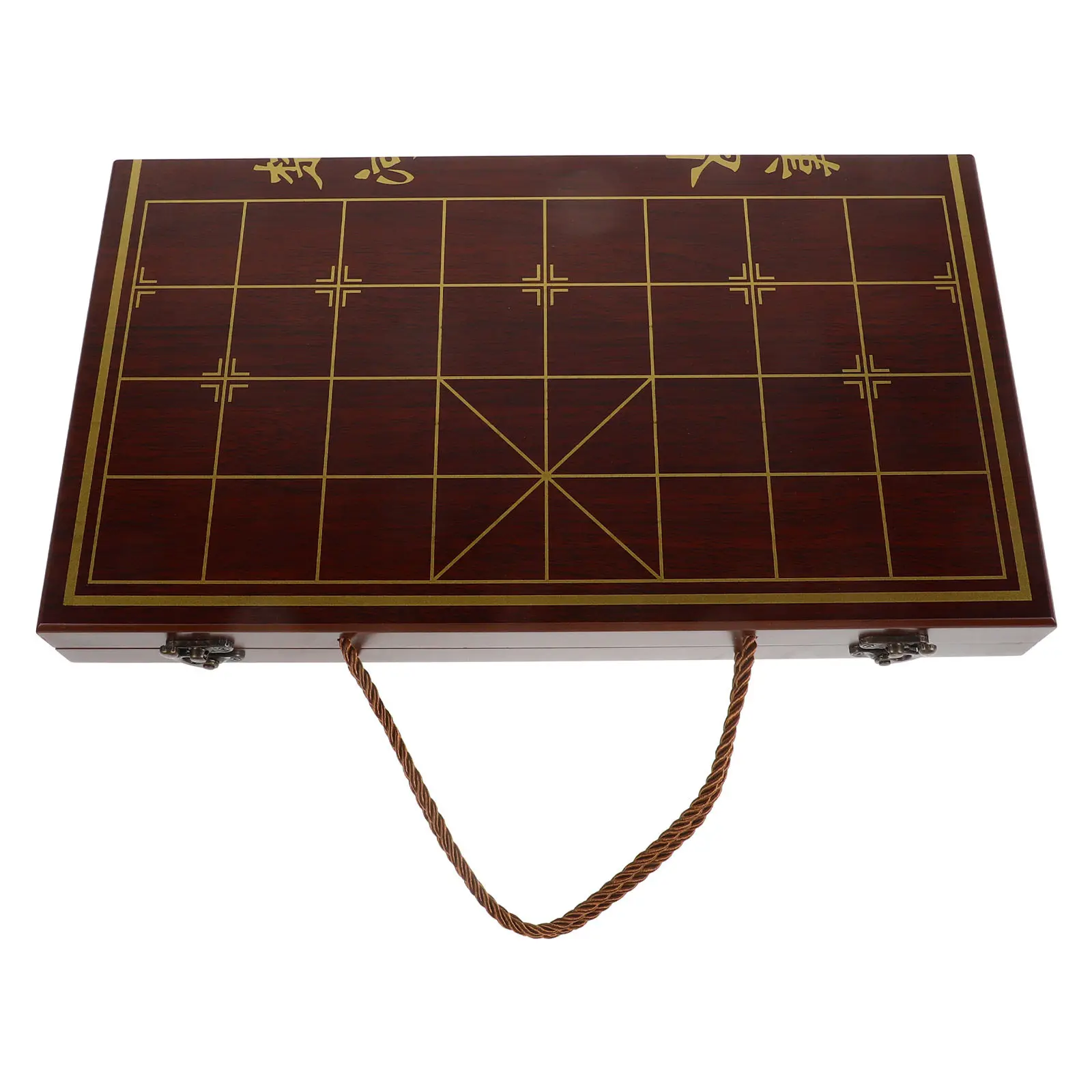 

1Set Wooden Chinese Chess Set Natural Wood Dual Purpose Box Converts to Chessboard Portable Handle Travel Game Home Use Elegant