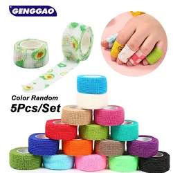 5Pcs/Lot 2.5cm Wide Colorful Elastic Self- Adhesive Bandage Finger Tape, First Aid Wrap Bandages, for Wrist and Ankle Sprains