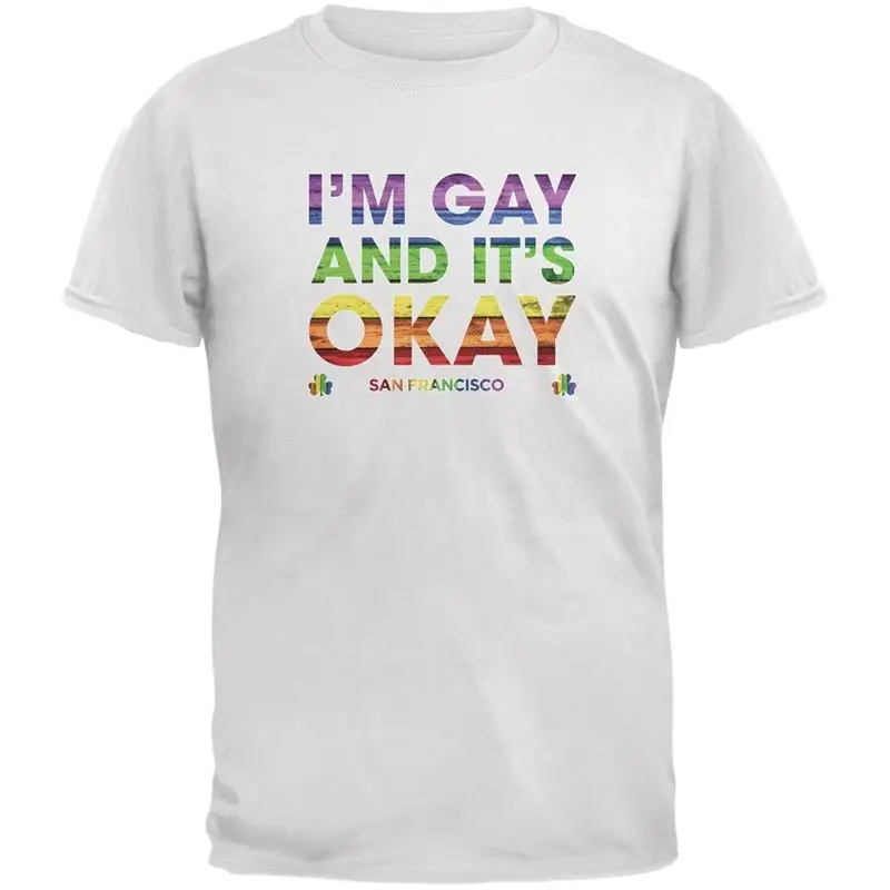 تي شيرت LGBT Gay Pride It's OK I'm San Francisco White للبالغين